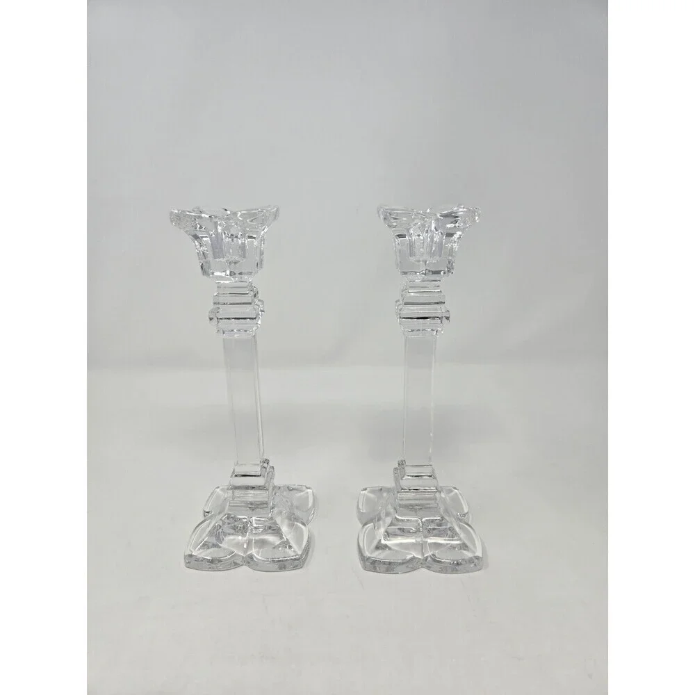 VINTAGE 1990S MIKASA LEAD CRYSTAL CANDLESTICKS SET OF 2 THE PETALS